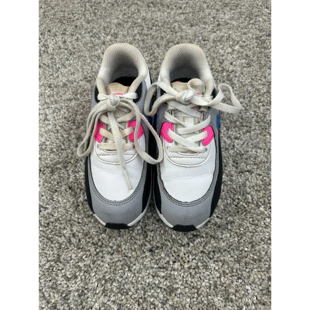 Size 10C Nike Air Max 90 Leather TD White/Pink 833379-107